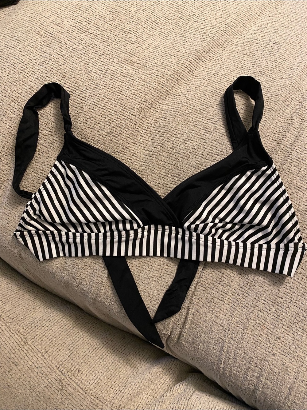 Mossimo Supply Co. Black and White Striped Bikini Top